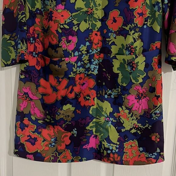 J crew 100% silk mini dress multicolored flowered Sz. 0 - Picture 8 of 11